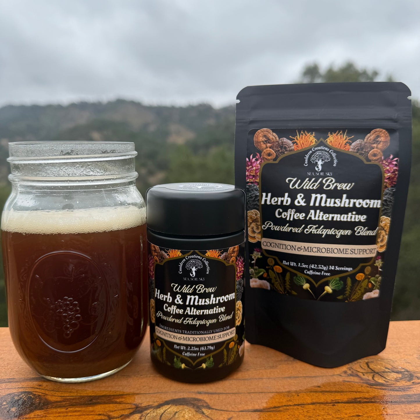 Herb and mushroom coffee alternative