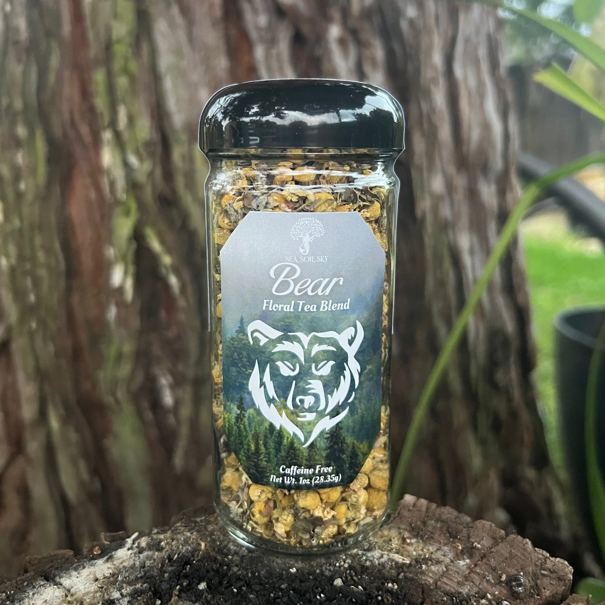 floral tea blend glass jar bear