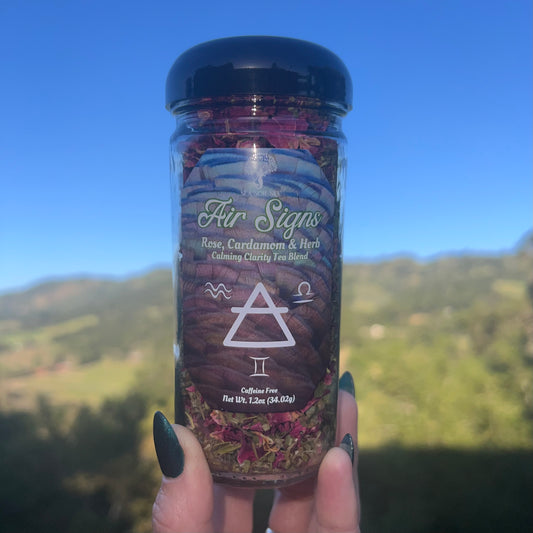 Air Signs herbal tea jar. Rose, Cardamom and herb