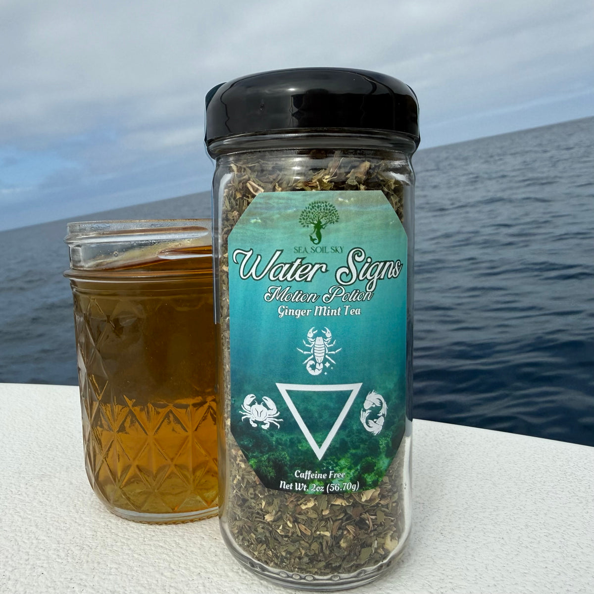 Ginger mint tea glass jar