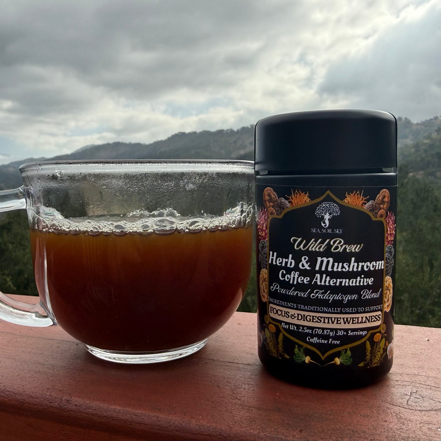 Wild Brew ~ Herb & Mushroom Coffee Alternative ~ Adaptogen Blend