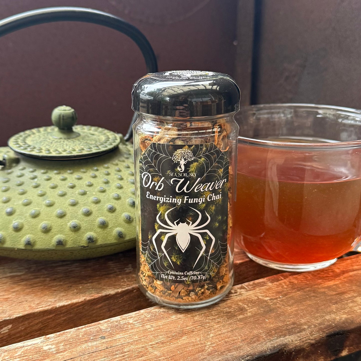 Orb Weaver ~ Energizing Fungi Chai - dusted in mushroom extracts
